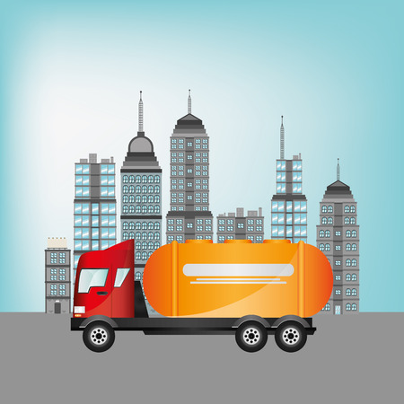 truck with city backbround image vector illustration designのイラスト素材