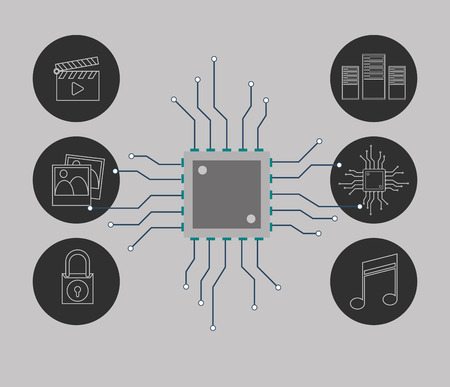 flat design data center related icons image vector illustration
