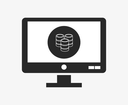flat design computer with data center related icons image vector illustrationのイラスト素材