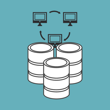 flat design data center related icons image vector illustrationのイラスト素材