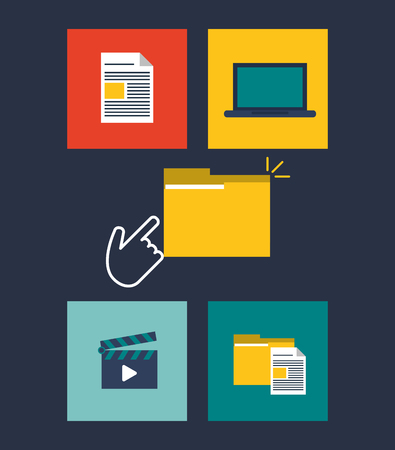 flat design data center related icons image vector illustrationのイラスト素材