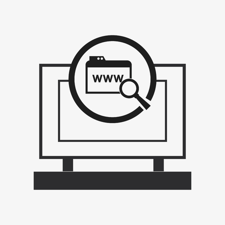 flat design computer and  www folder icon vector illustrationのイラスト素材