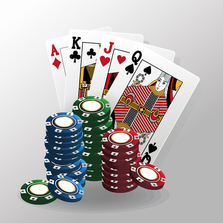cards of poker and chips icon. Casino and las vegas theme. Colorful design. Vector illustrationのイラスト素材