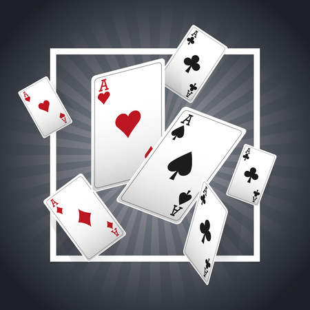 cards of poker inside frame icon. Casino and las vegas theme. Colorful design. Striped background. Vector illustrationのイラスト素材