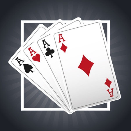 cards of poker inside frame icon. Casino and las vegas theme. Colorful design. Striped background. Vector illustrationのイラスト素材