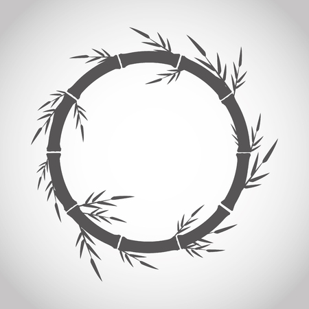 Circle of bamboo trunk with leaves icon. Nature plant decoration and asia theme. Silhouette design. Vector illustrationのイラスト素材