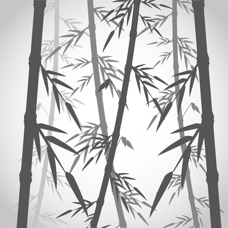 Bamboo trunk with leaves icon. Nature plant decoration and asia theme. Silhouette design. Vector illustrationのイラスト素材