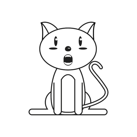 Cat cartoon icon. Animal kawaii and character theme. Isolated and silhouette design. Vector illustrationのイラスト素材