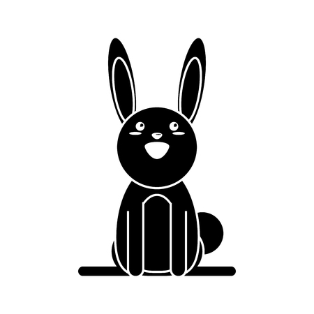 Rabbit cartoon icon. Animal kawaii and character theme. Isolated and silhouette design. Vector illustrationのイラスト素材