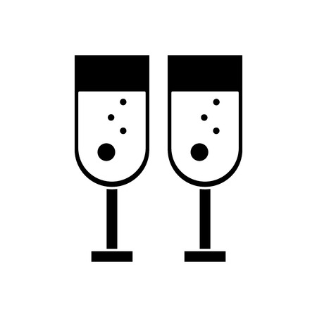 Couple of cups of champagne icon. Wedding marriage love and celebration theme. Isolated design. Vector illustrationのイラスト素材