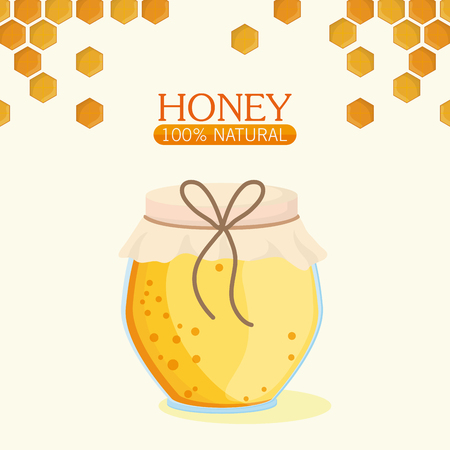 Honeycomb and jar  icon. Honey healthy and organic food theme. Colorful design. Vector illustrationのイラスト素材