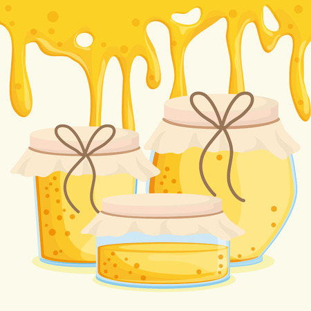 Honey dripping and jar icon. Honey healthy and organic food theme. Colorful design. Vector illustrationのイラスト素材