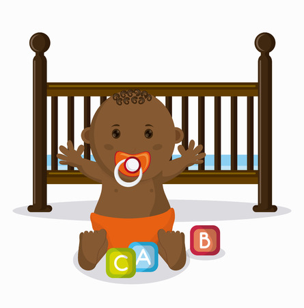 Baby boy cartoon and cradle icon. Baby shower and childhood theme. Isolated and colorful design. Vector illustrationのイラスト素材