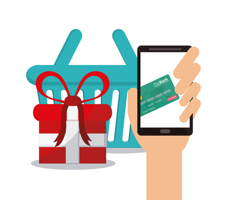Smartphone icon. Shopping commerce market theme. Colorful design. Vector illustrationのイラスト素材
