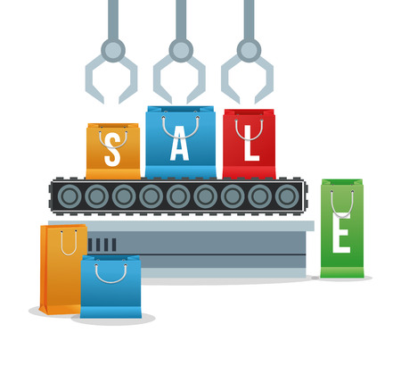 Crane and shopping bags icon. Shopping commerce market theme. Isolated and colorful design. Vector illustrationのイラスト素材