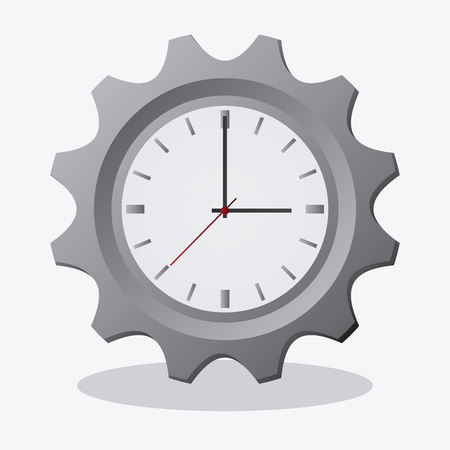 Traditional clock and gear icon. Time instrument and tool theme. Colorful design. Vector illustrationのイラスト素材