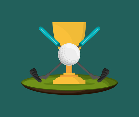 golf ball with trophy cup golfing related icons image vector illustration designのイラスト素材