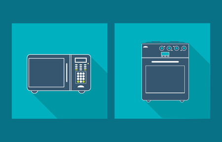 microwave oven with oven stove home electronic appliances image vector illustrationのイラスト素材