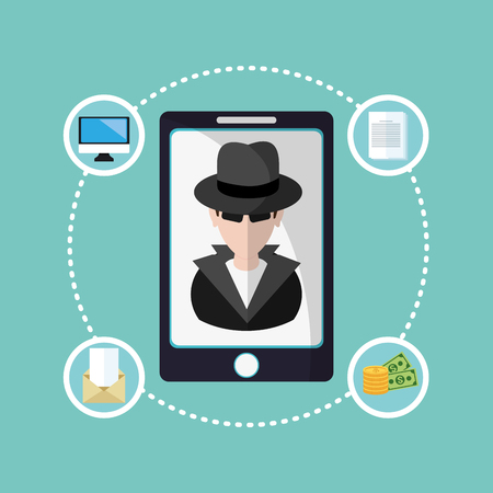 hacker and virtual security system icons image vector illustration designのイラスト素材