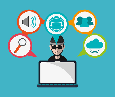 hacker and virtual security system icons image vector illustration designのイラスト素材