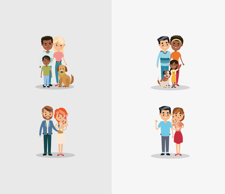 flat design traditional family image vector illustrationのイラスト素材