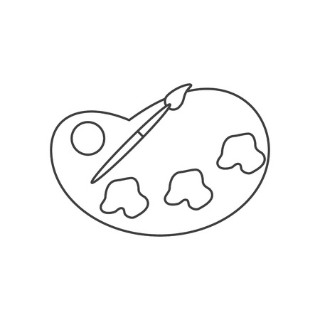 Paint palette and brush object icon. School supply tool instrument and education theme. Isolated design. Vector illustrationのイラスト素材