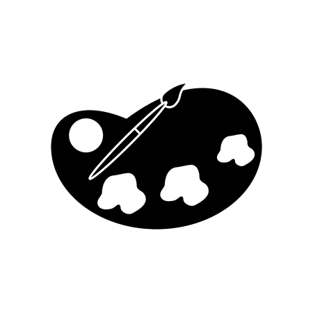 Paint palette and brush object icon. School supply tool instrument and education theme. Isolated design. Vector illustrationのイラスト素材