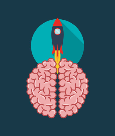 human brain and rocket icon image vector illustration designのイラスト素材