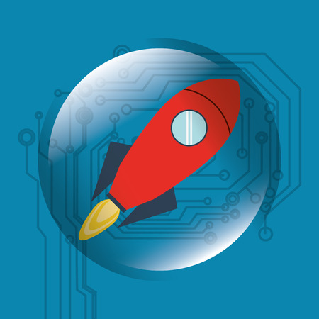 rocket with science related icons image vector illustrationのイラスト素材