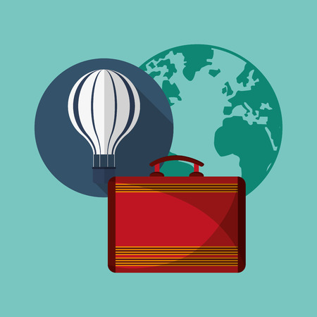 hot air balloon with travel vacation or holidays related icons image vector illustrationのイラスト素材