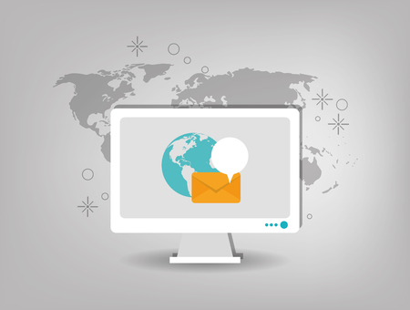computer with digital messaging related icons image vector illustration designのイラスト素材