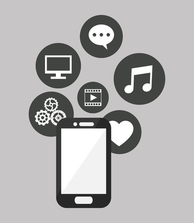 cellphone with social media related icons image vector illustration designのイラスト素材