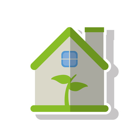 leaf inside house  icon. Ecology renewable and conservation theme. Isolated design. Vector illustrationのイラスト素材