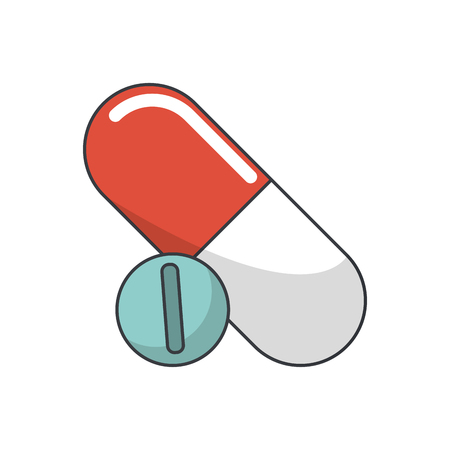 Pills medicine icon. Medical health care and hospital theme. Isolated design. Vector illustrationのイラスト素材