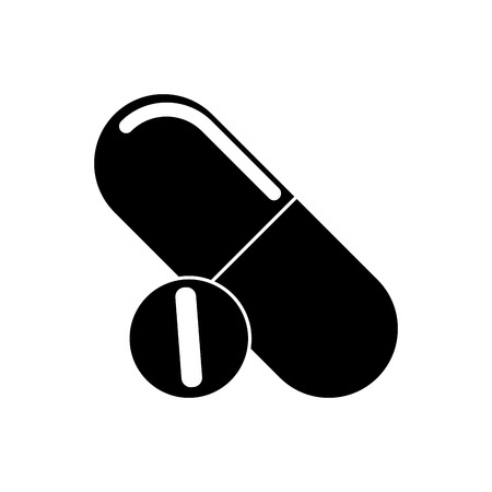 Pills medicine icon. Medical health care and hospital theme. Isolated design. Vector illustrationのイラスト素材
