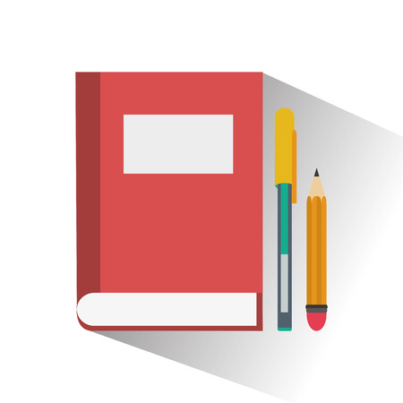 Book and pencil icon. Office work and supplies theme. Colorful design. Vector illustrationのイラスト素材