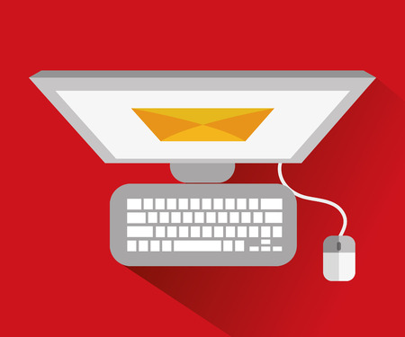 Envelope and computer icon. Email message and letter theme. Colorful design. Vector illustrationのイラスト素材