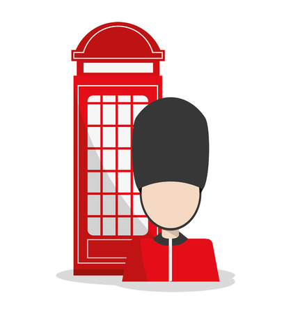 Telephone and soldat icon. London england landmark and tourism theme. Colorful design. Vector illustrationのイラスト素材