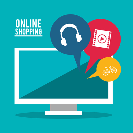 Computer icon. Shopping online ecommerce and media theme. Colorful design. Vector illustrationのイラスト素材