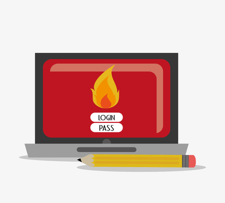 Laptop and password icon. Security system cyber and data theme. Colorful design. Vector illustrationのイラスト素材