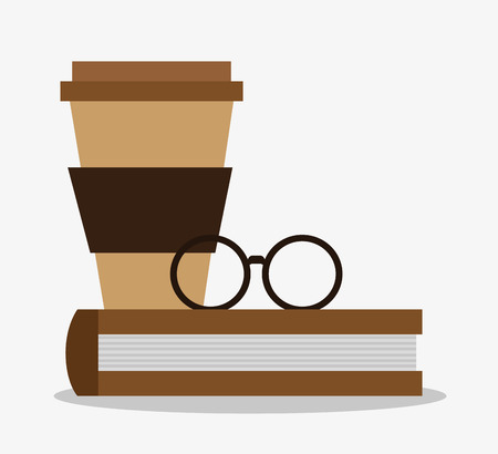 Coffee mug book and glasses icon. Hipster style fashion and vintage theme. Colorful design. Vector illustrationのイラスト素材