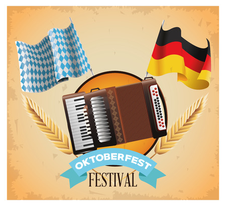 Accordion and flag icon. Oktoberfest germany festival and celebration theme. Colorful design. Vector illustrationのイラスト素材