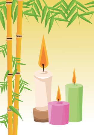 Bamboo and candles icon. Spa center and healthy lifestyle theme. Colorful design. Vector illustrationのイラスト素材