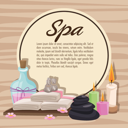 Oils towels candles and stones icon. Spa center and healthy lifestyle theme. Colorful design. Vector illustrationのイラスト素材