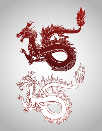 Dragon cartoon icon. Chinese asian fantasy and animal theme. Colorful design. Vector illustrationのイラスト素材