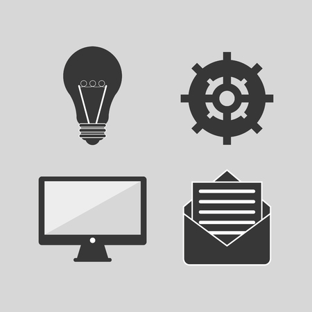 computer with message envelope gear and lightbulb image vector illustrationのイラスト素材