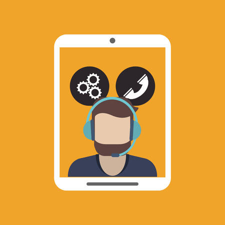 online support or call center worker with headset related icons image vector illustration designのイラスト素材