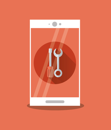 modern cellphone with tools icon image vector illustrationのイラスト素材