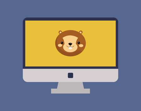 squirrel on computer screen image vector illustration designのイラスト素材