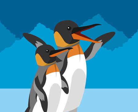 penguins and polar habitat related icons image vector illustration designのイラスト素材